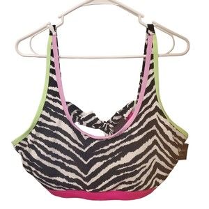 California Waves Plus Women's Bralette Size 22/24 Black White Animal Print Swim